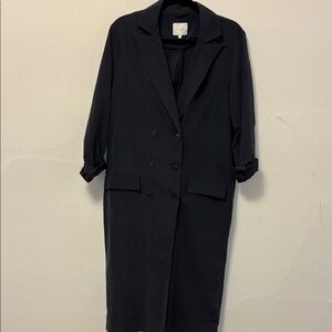 Vila Classic Dark Navy Lightweight Double Breasted Trench Coat Size M/L